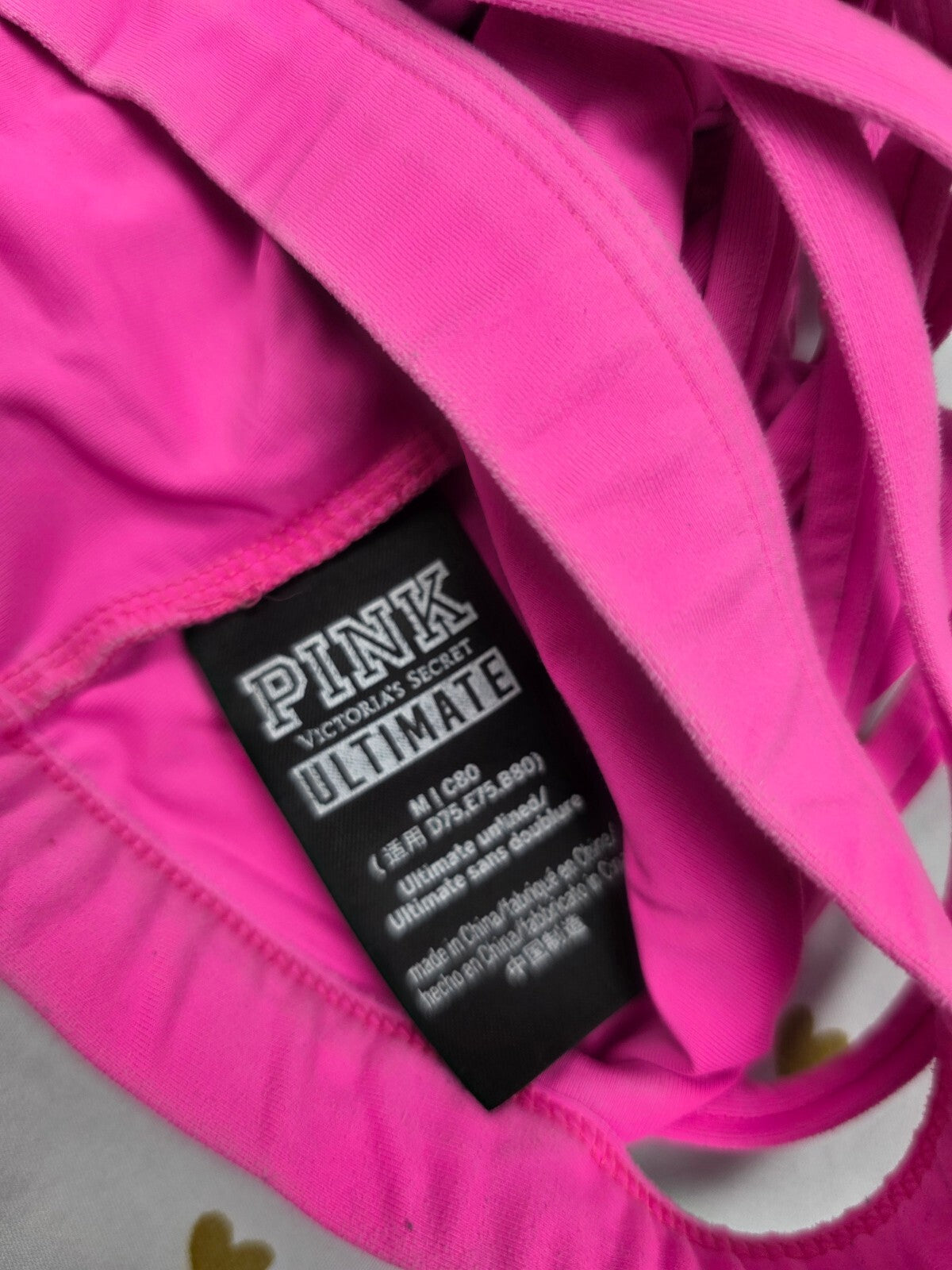 Victorias Secret Pink Ultimate Sports Bra MEDIUM Bralette Bra Top Tank