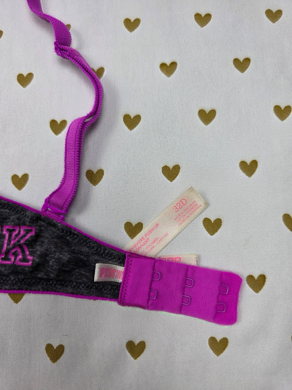 Victorias Secret  PINK Purple Logo Bra Wear Everywhere Push Up 32D