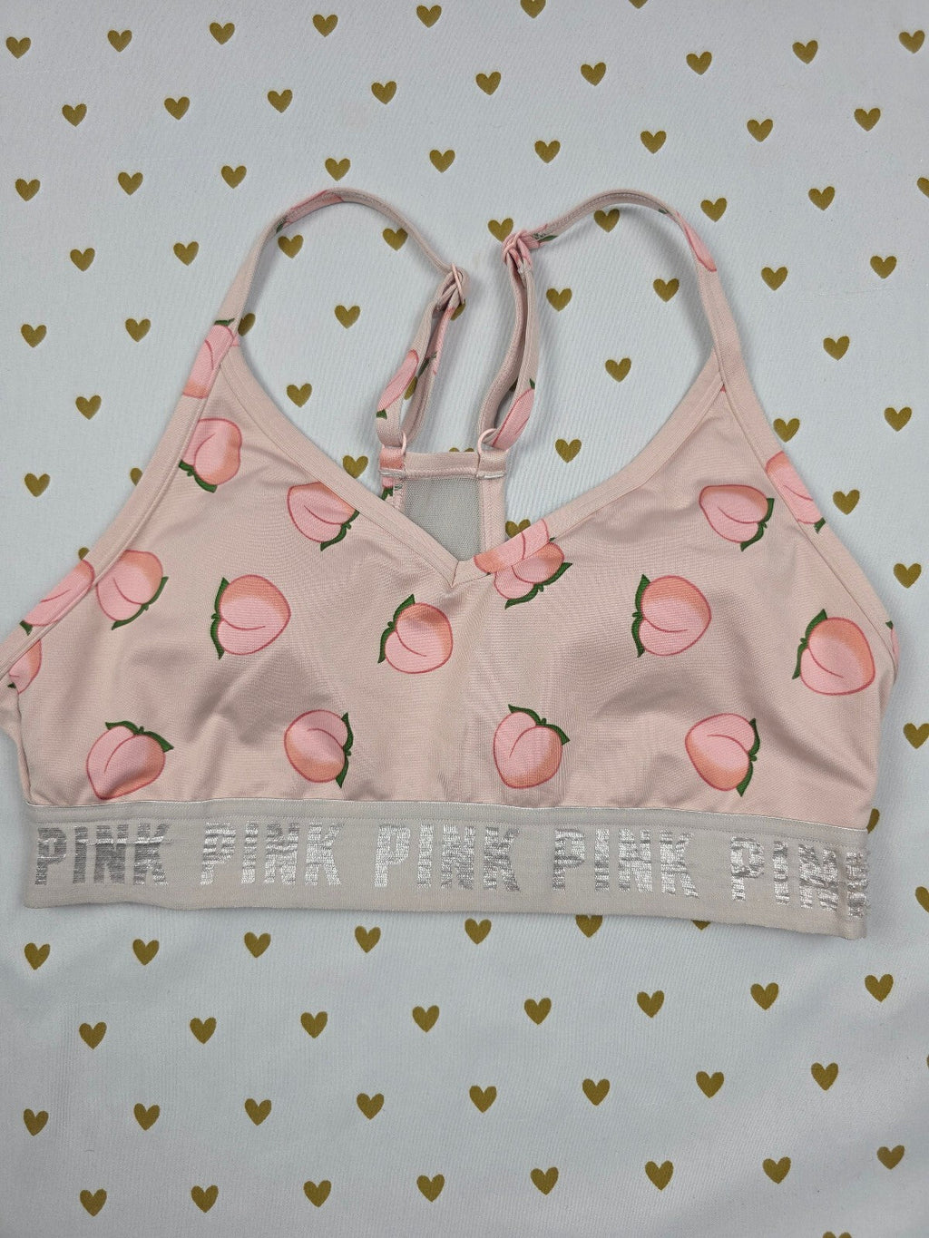 Victorias Secret Pink Peaches Sports bra Small  Bralette Bra Top Tank