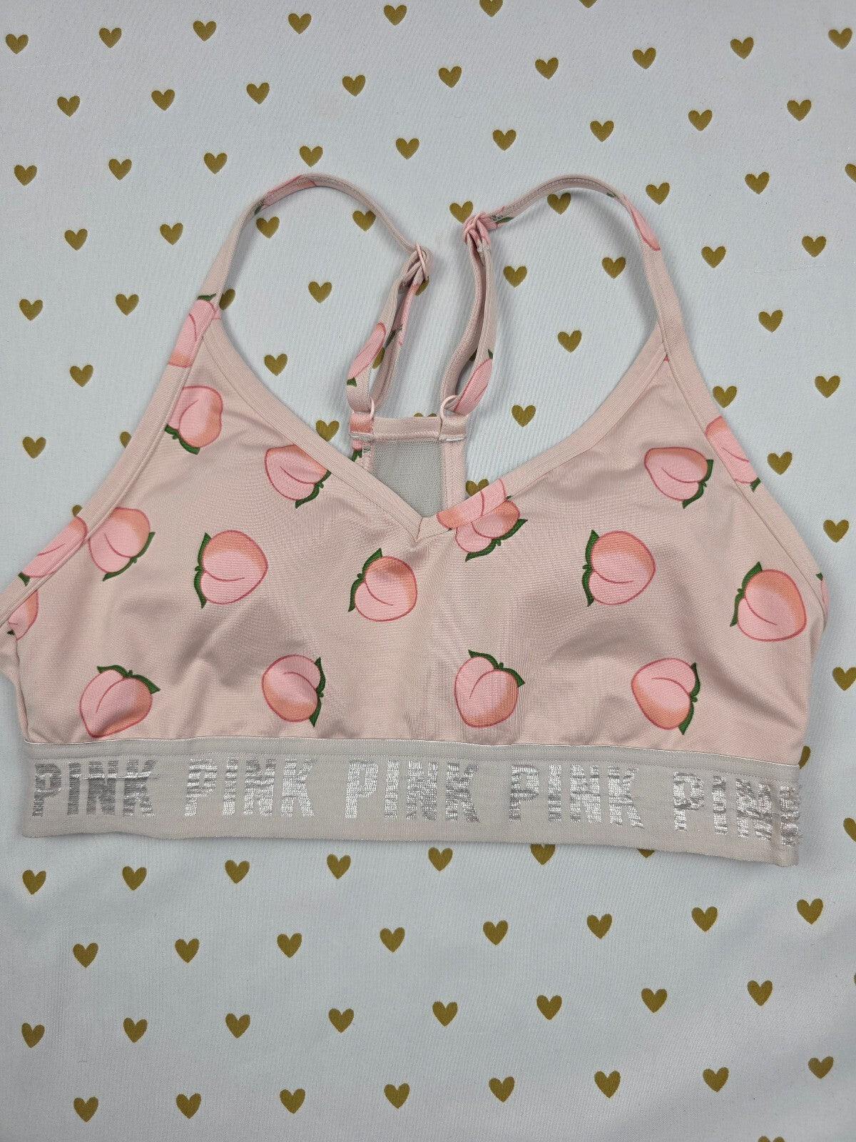 Victorias Secret Pink Peaches Sports bra Small  Bralette Bra Top Tank