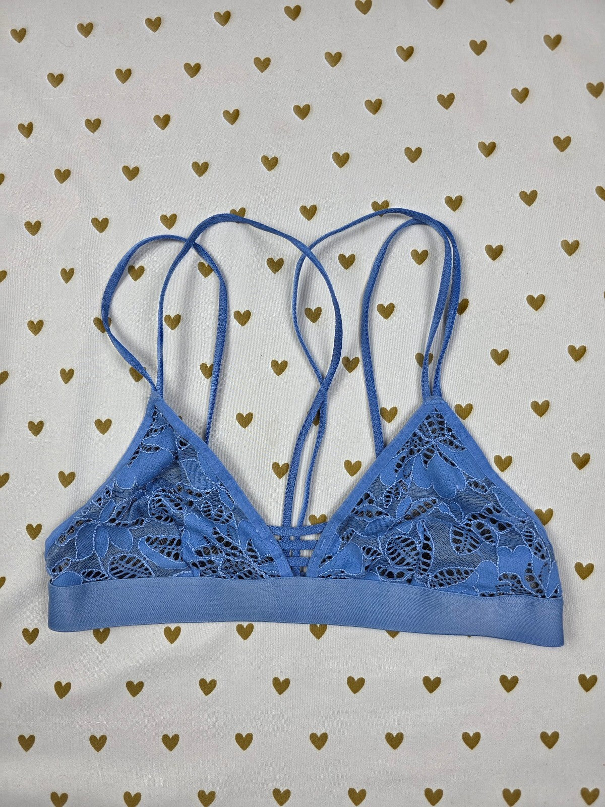 Victorias Secret Blue strappy Lace XS Bralette Bra Top Tank