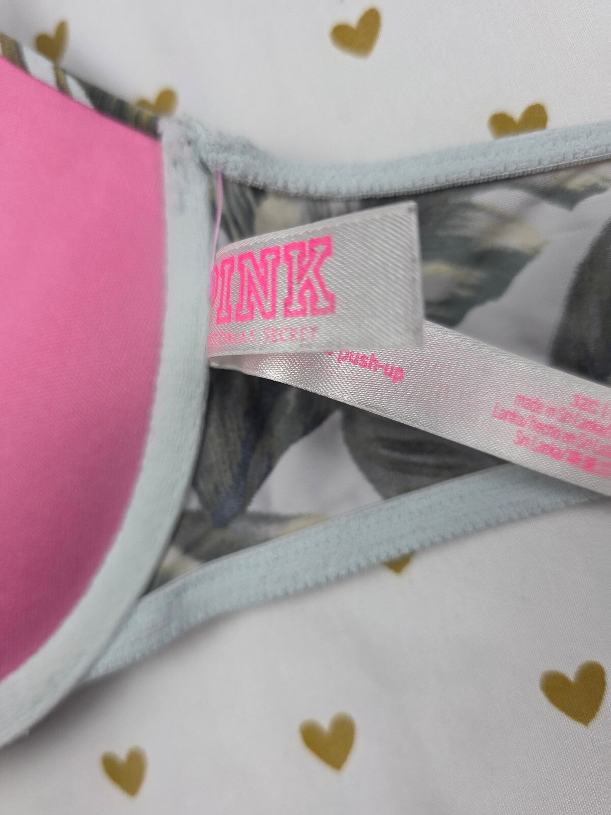 Victorias Secret PINK Front Close Palm Racerback Bra 32C Push Up