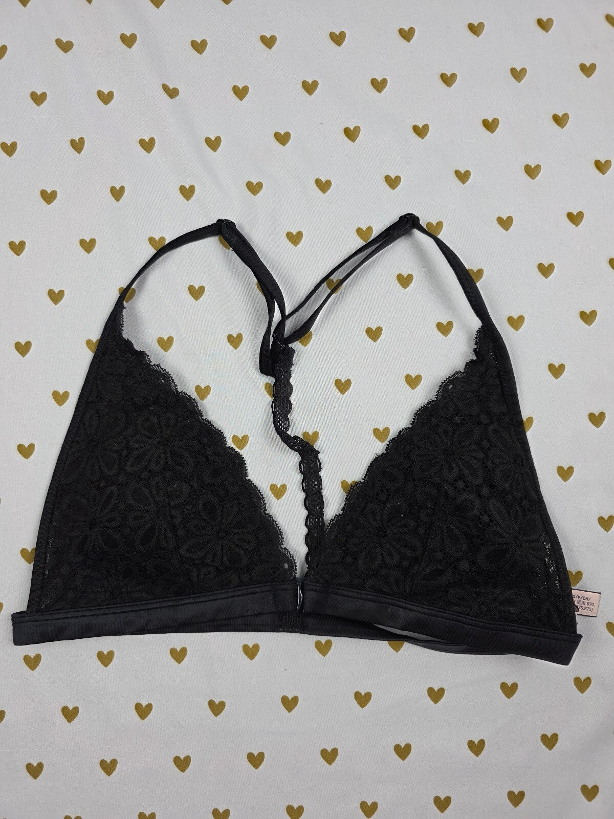 Victorias Secret Black Lace Racerback Front Close SMALL Bralette Bra Top Tank