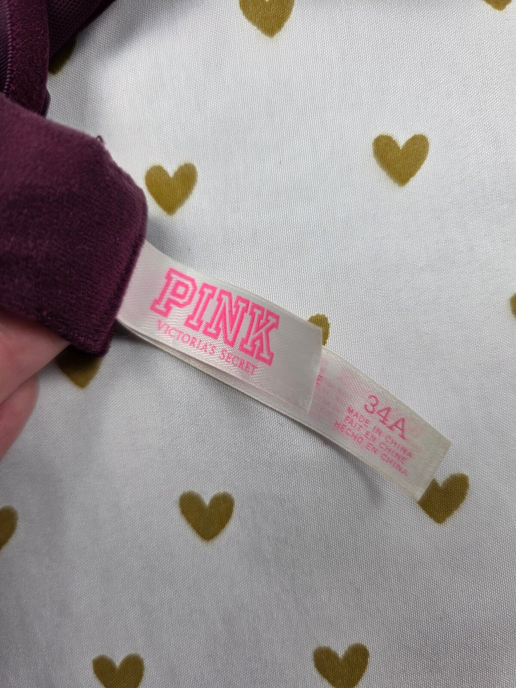 Victorias Secret Pink 34A Maroon Wear Everywhere SUPER Push Up Bra