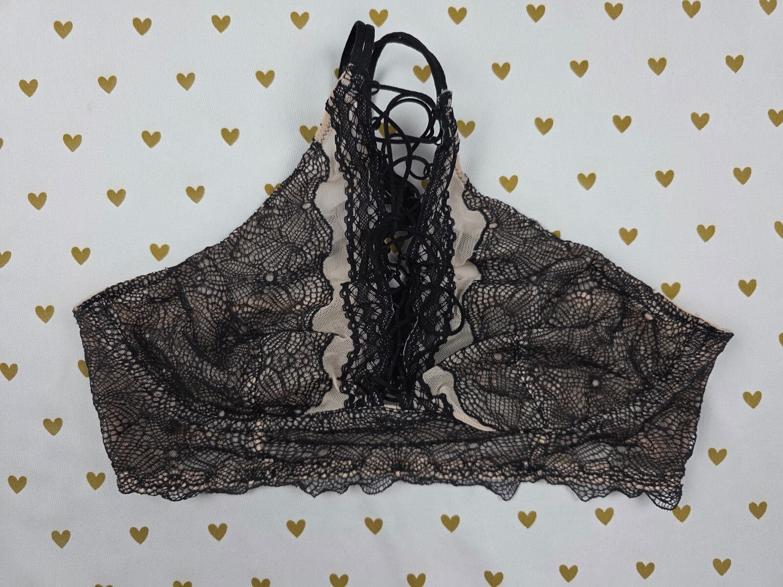 Victorias Secret Black High Line Lacey Small Bralette Bra Top Tank