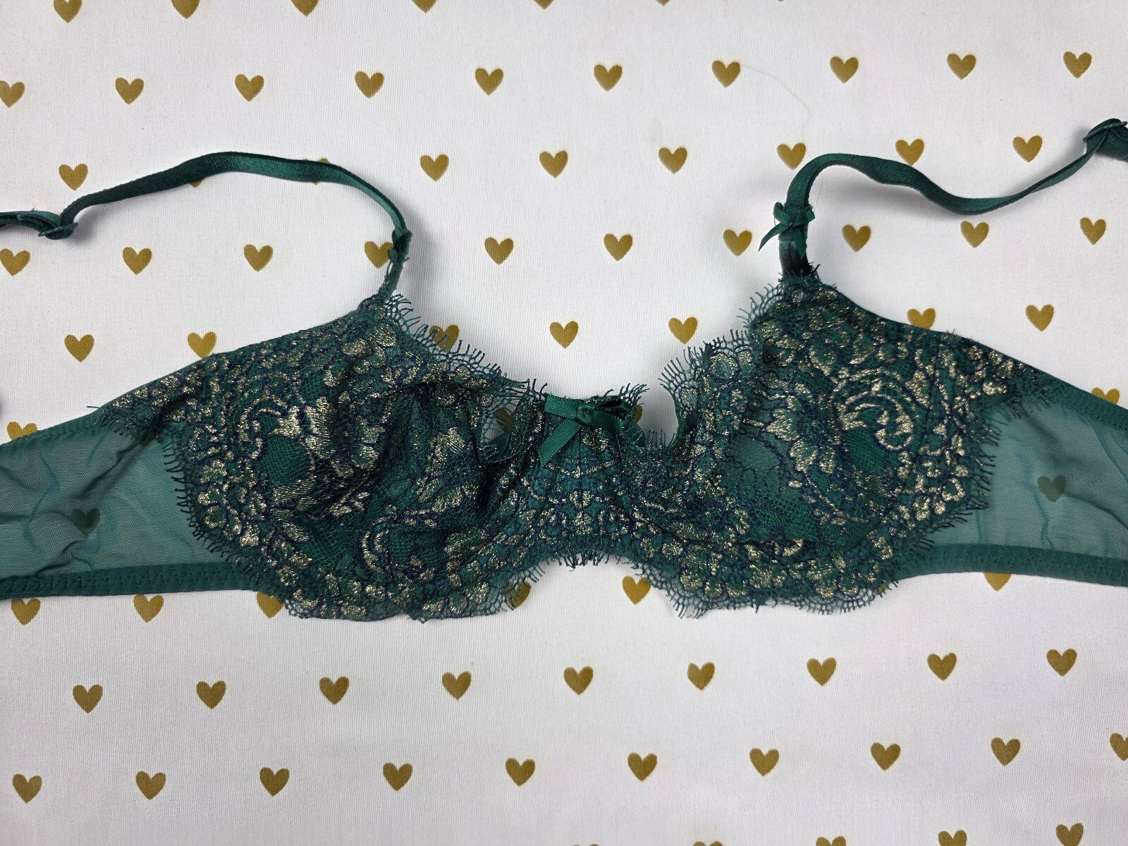 Victorias Secret Green Sexy Lace Dream Angels Push Up Without padding bra 34B