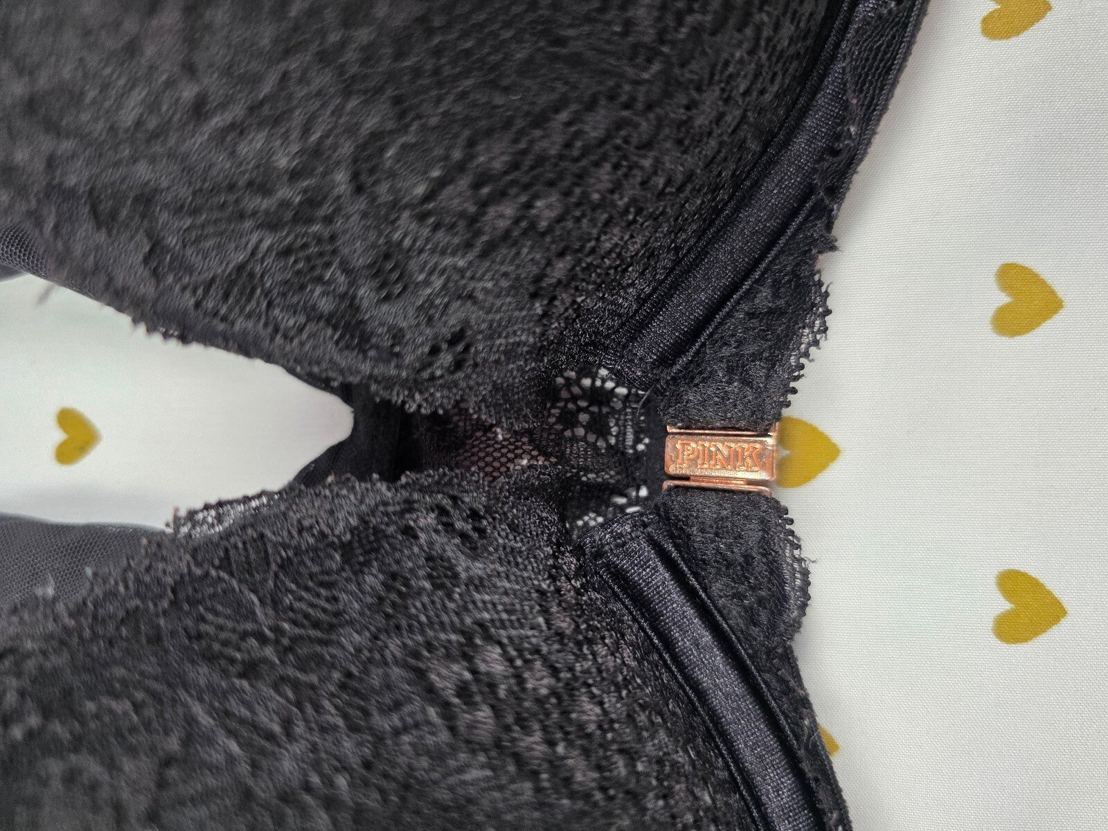 Victorias Secret Black Front Close Racerback Lacey Bra 34D Push Up