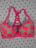 Victorias Secret Neon Caged Racerback Bra PINK 36DD