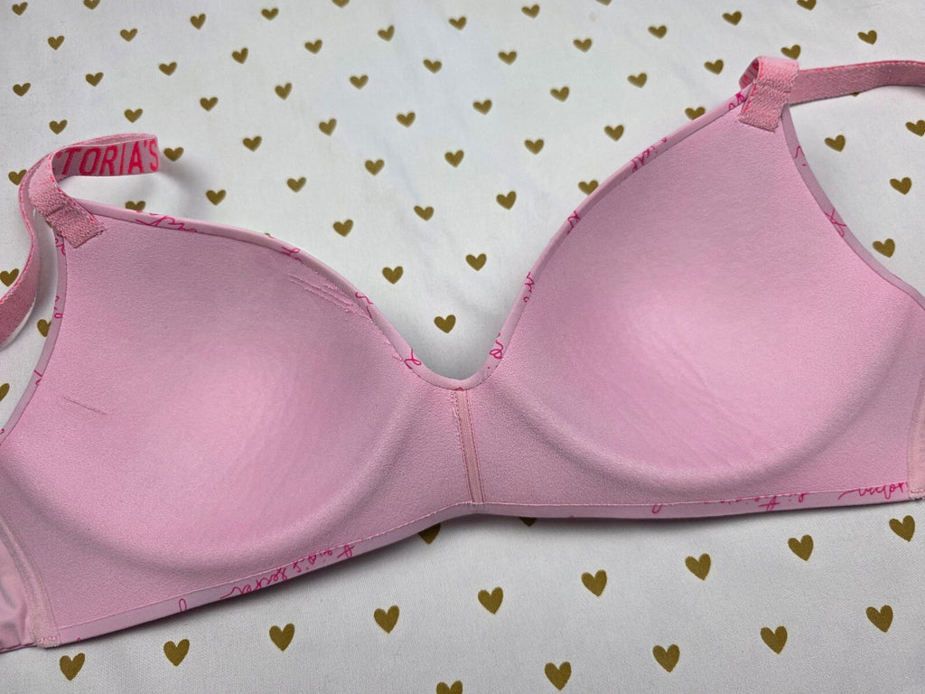 Victorias Secret T Shirt Logo Strap Wireless No Wire Bra 34D