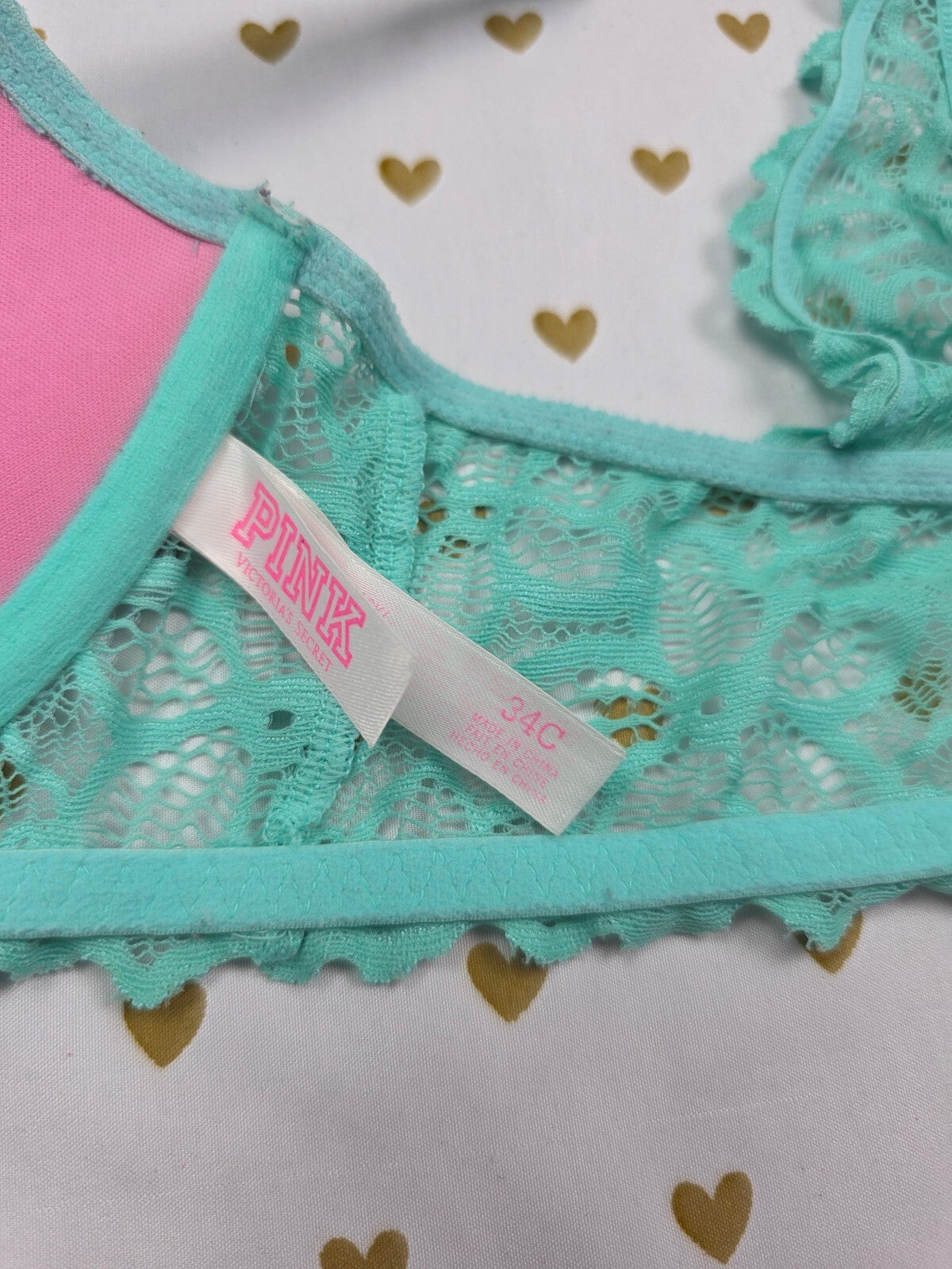 Victorias Secret Pink Mint Front Close Racerback Bra 34C