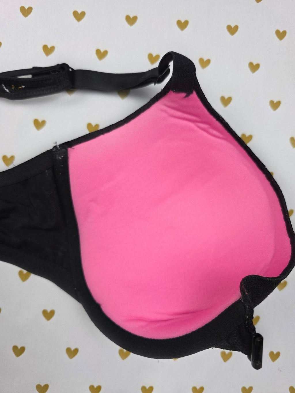 Victorias Secret Pink Black Strappy Front Close Push Up bra 34DD