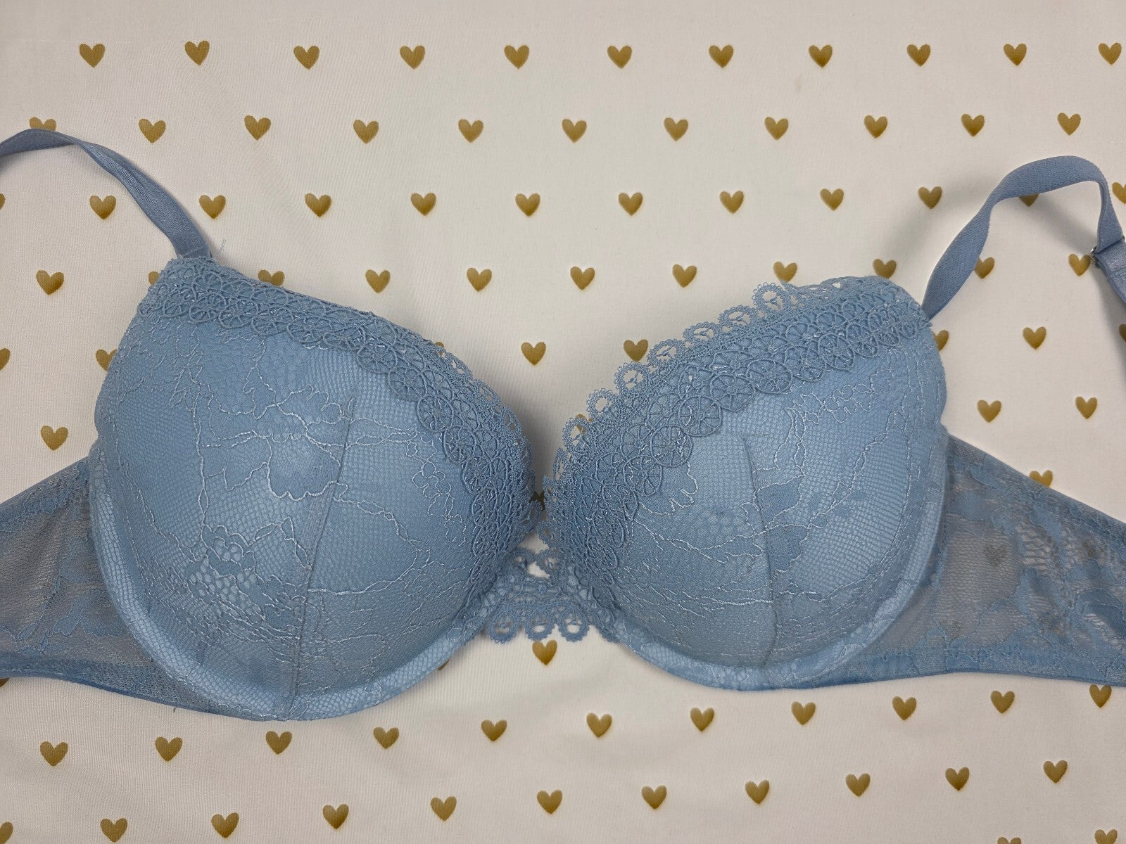 Victorias Secret Blue Lace Very Sexy Push Up Bra 36C