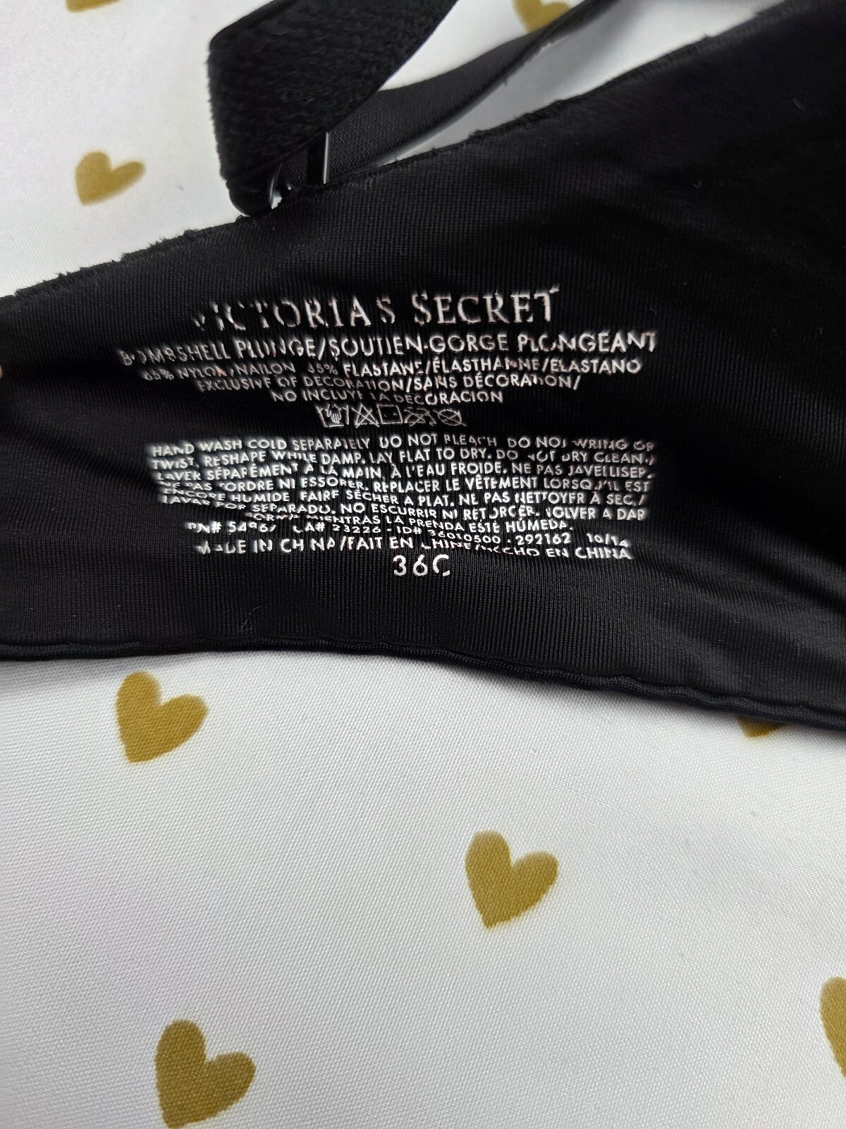 Victorias Secret Black BOMBSHELL PLUNGE Add 2 Sizes Push Up Bra 36C