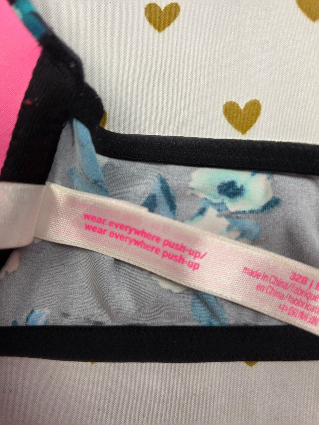 Victorias Secret Pink floral Front Close Racerback Bra 32B Push Up