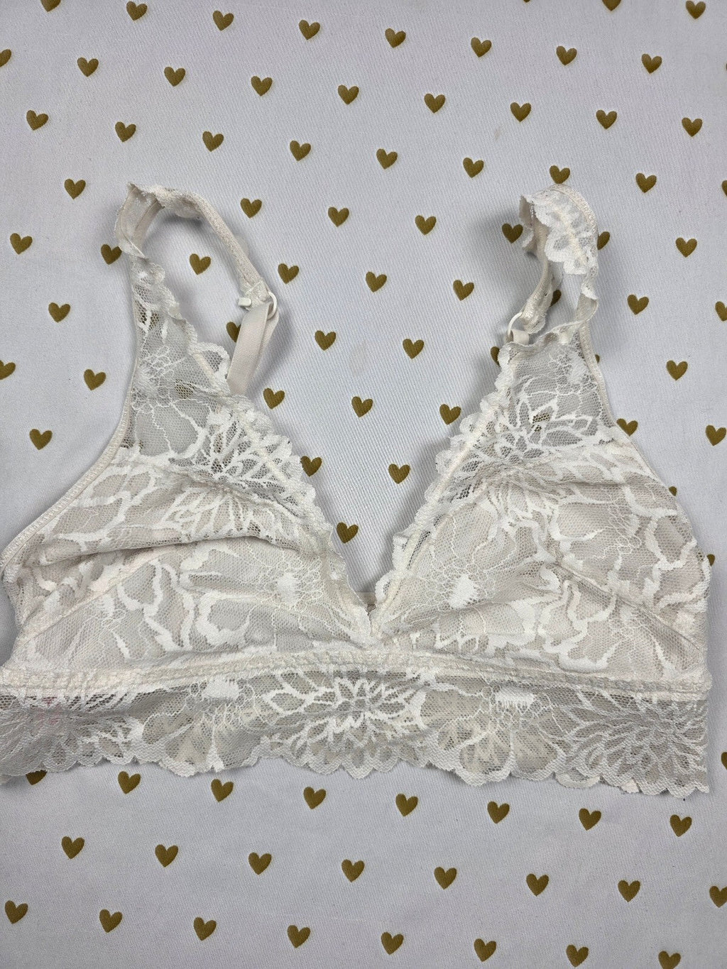 Victorias Secret Pink White Lace Small  Bralette Bra Top Tank