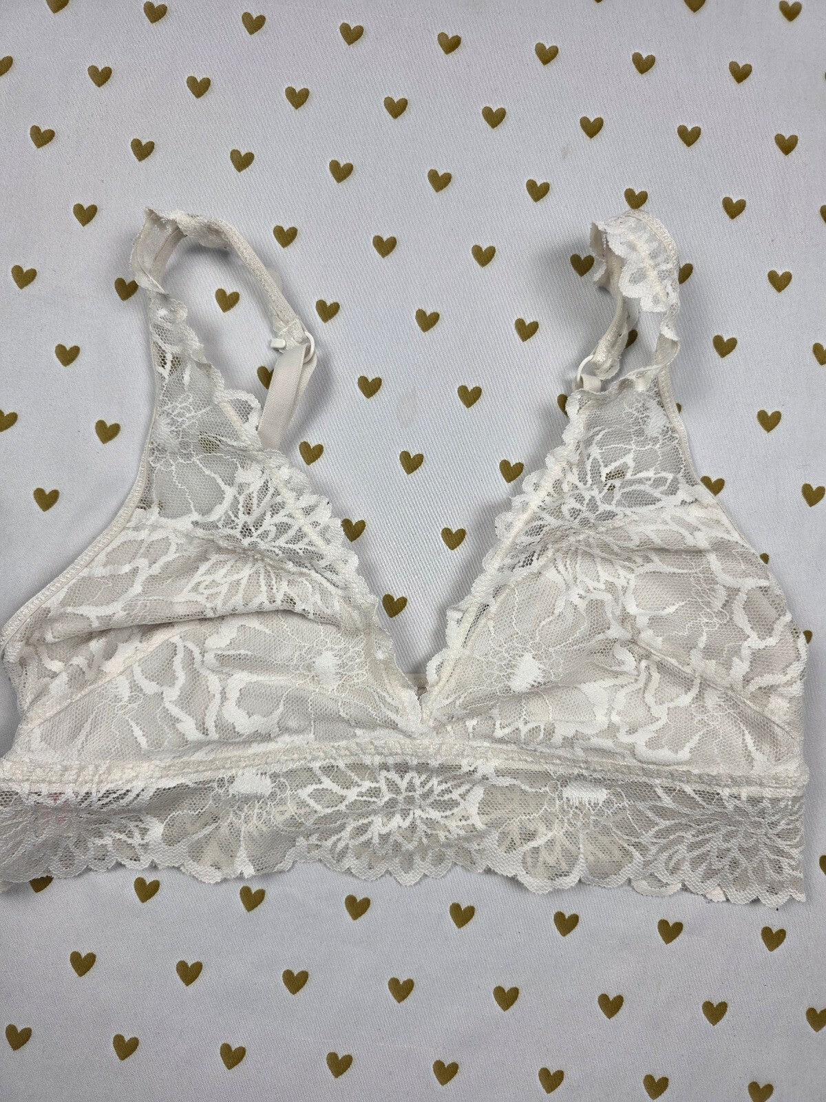 Victorias Secret Pink White Lace Small  Bralette Bra Top Tank