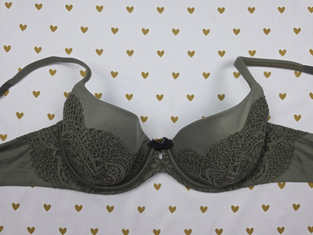 Victorias Secret Green 34C Unlined Demi Balconette Bra
