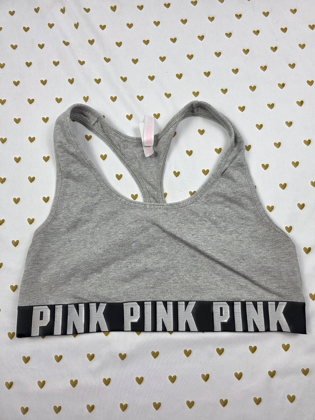 Victorias Secret Pink Grey Sports Bra Large Bralette Bra Top Tank