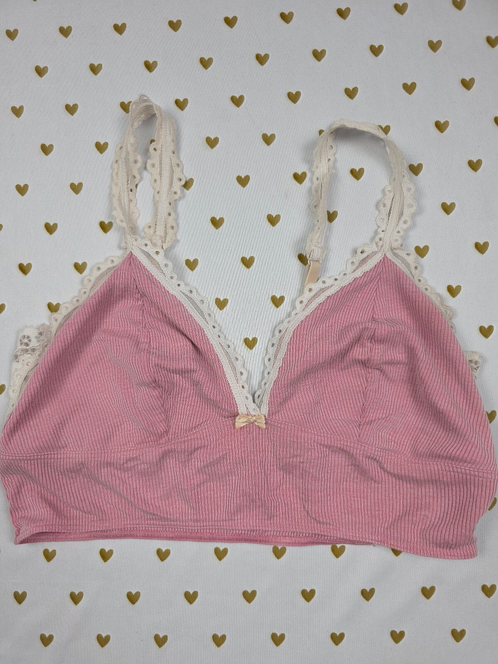 Victorias Secret Pink Ribbed Stretch Large Bralette Bra Top Tank