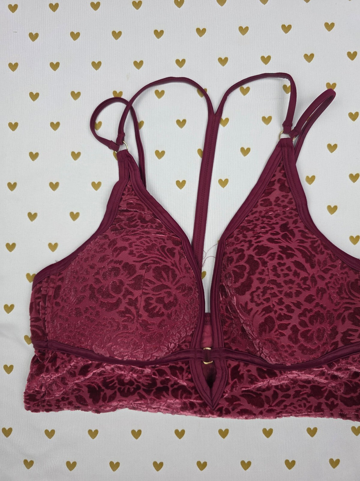 Victorias Secret Pink Velvet Cute Maroon MEDIUM Bralette Bra Top Tank