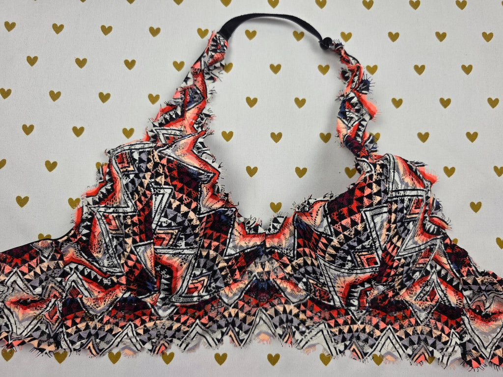 Victorias Secret Pink geometric Halter Bralette lace XS  Bralette Bra Top Tank