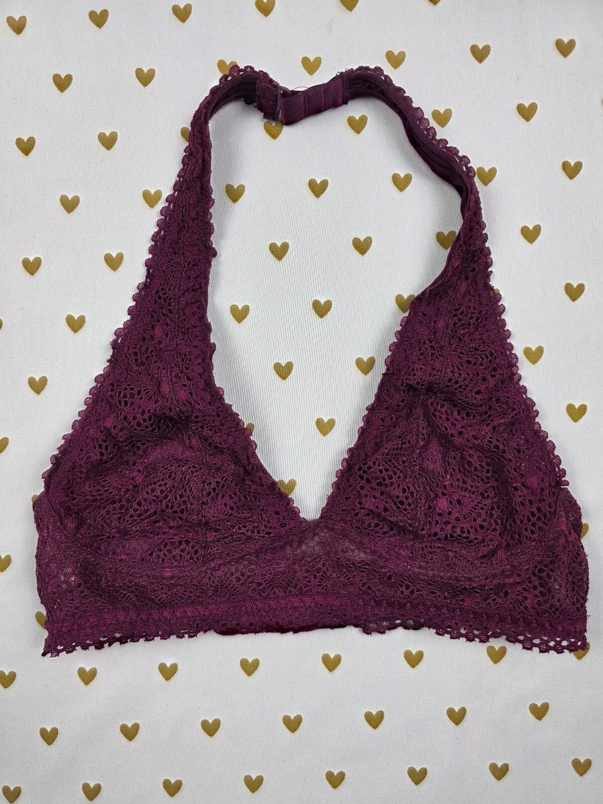 Victorias Secret Maroon Lace halter XS Bralette Bra Top Tank