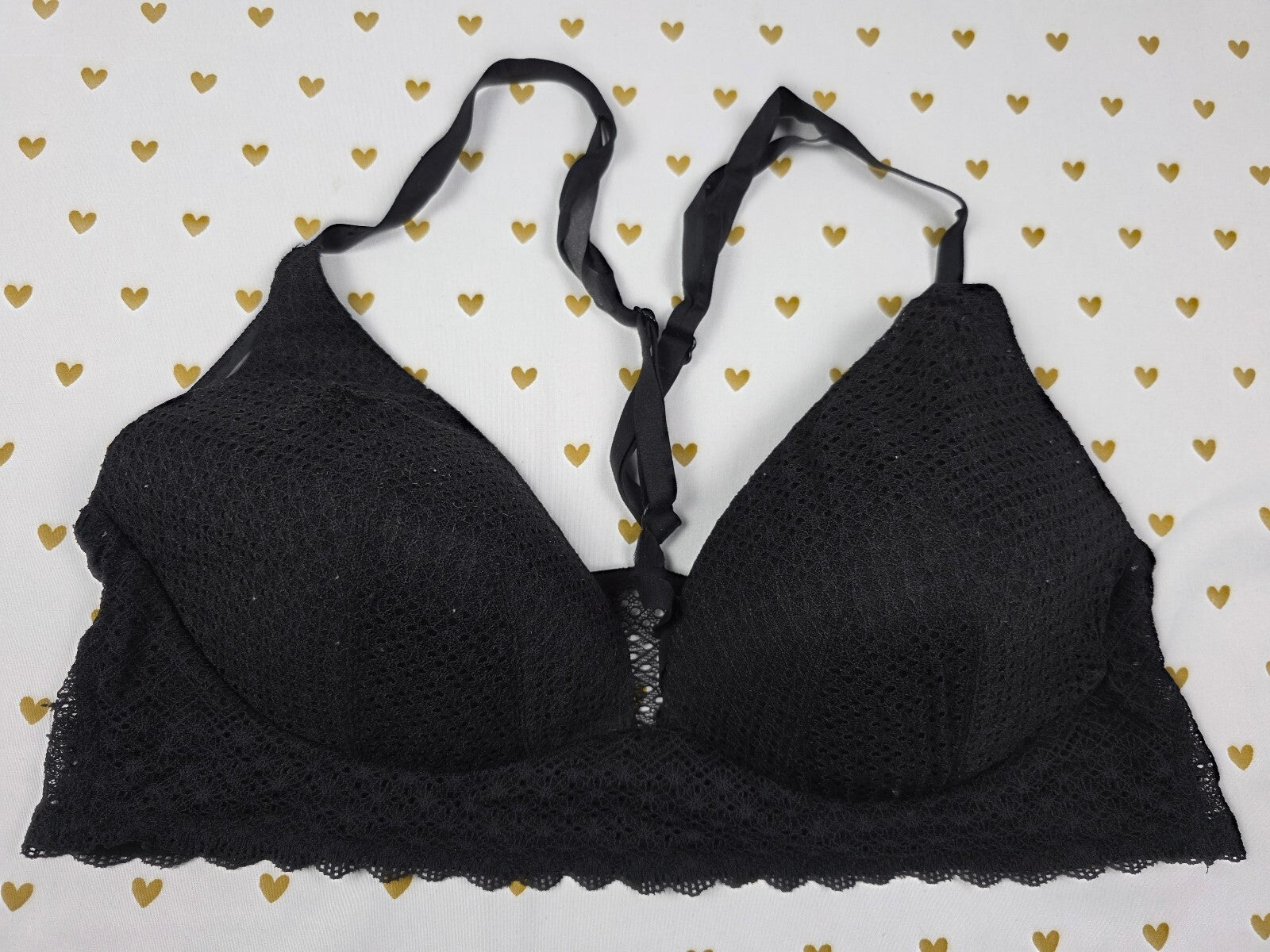Victorias Secret Black Stretch Lace 38C Lightly LIned Plunge Bra