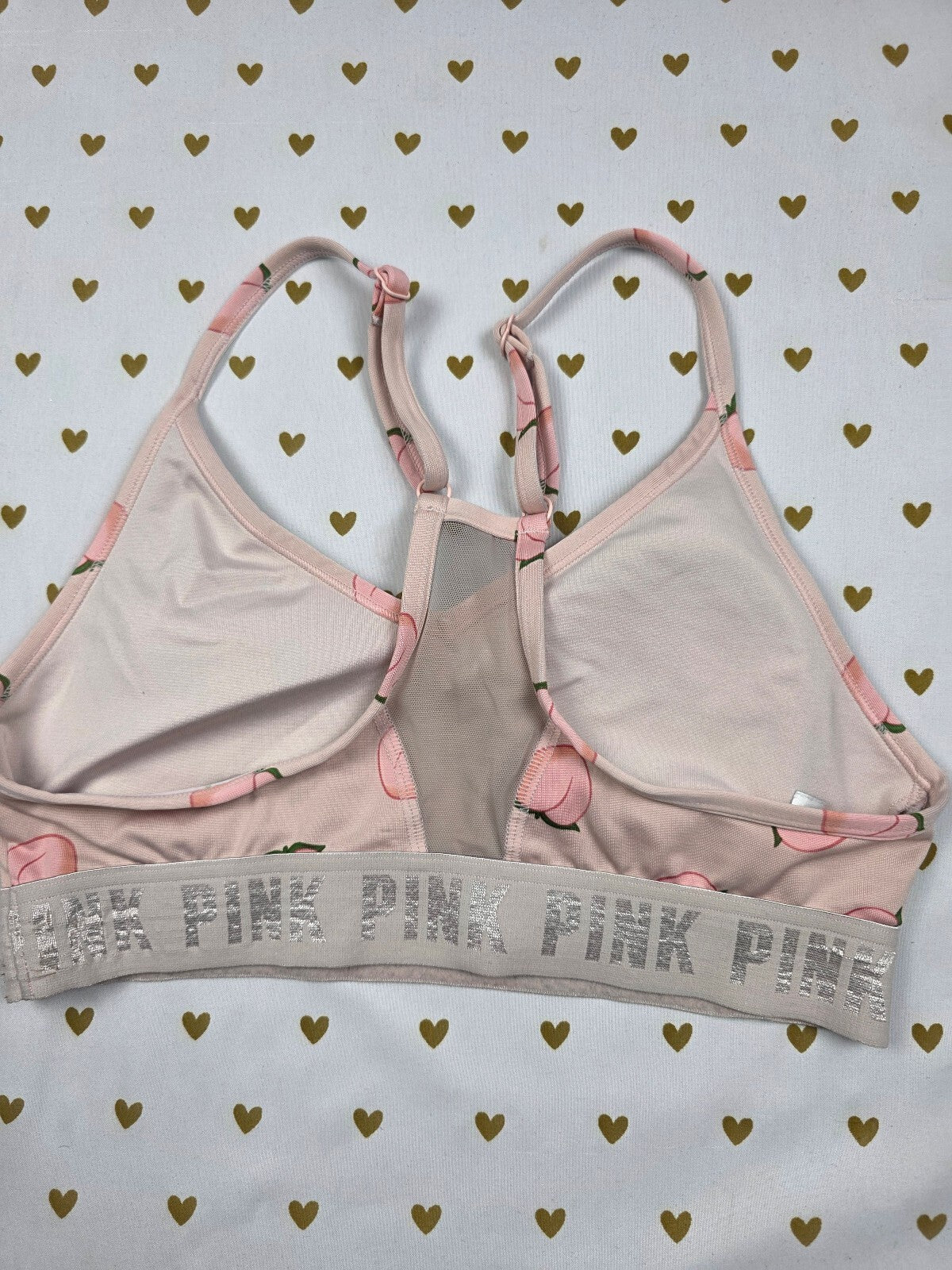 Victorias Secret Pink Peaches Sports bra Small  Bralette Bra Top Tank