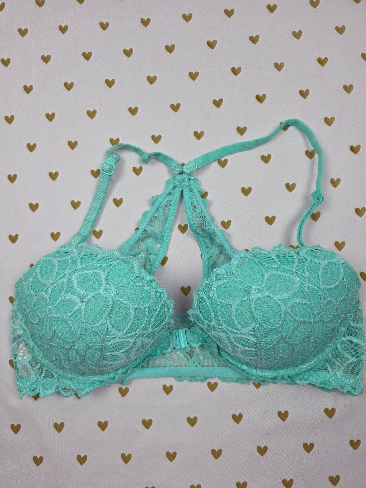Victorias Secret Pink Mint Front Close Racerback Bra 34C