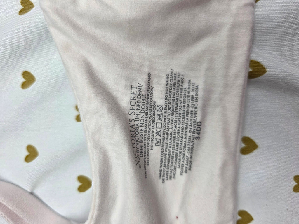 Victorias Secret Unlined Demi Balconette Soft Bra 34DD