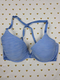 Victorias Secret Blue Front Close Racerback Demi 34D Bralette Bra Top Tank