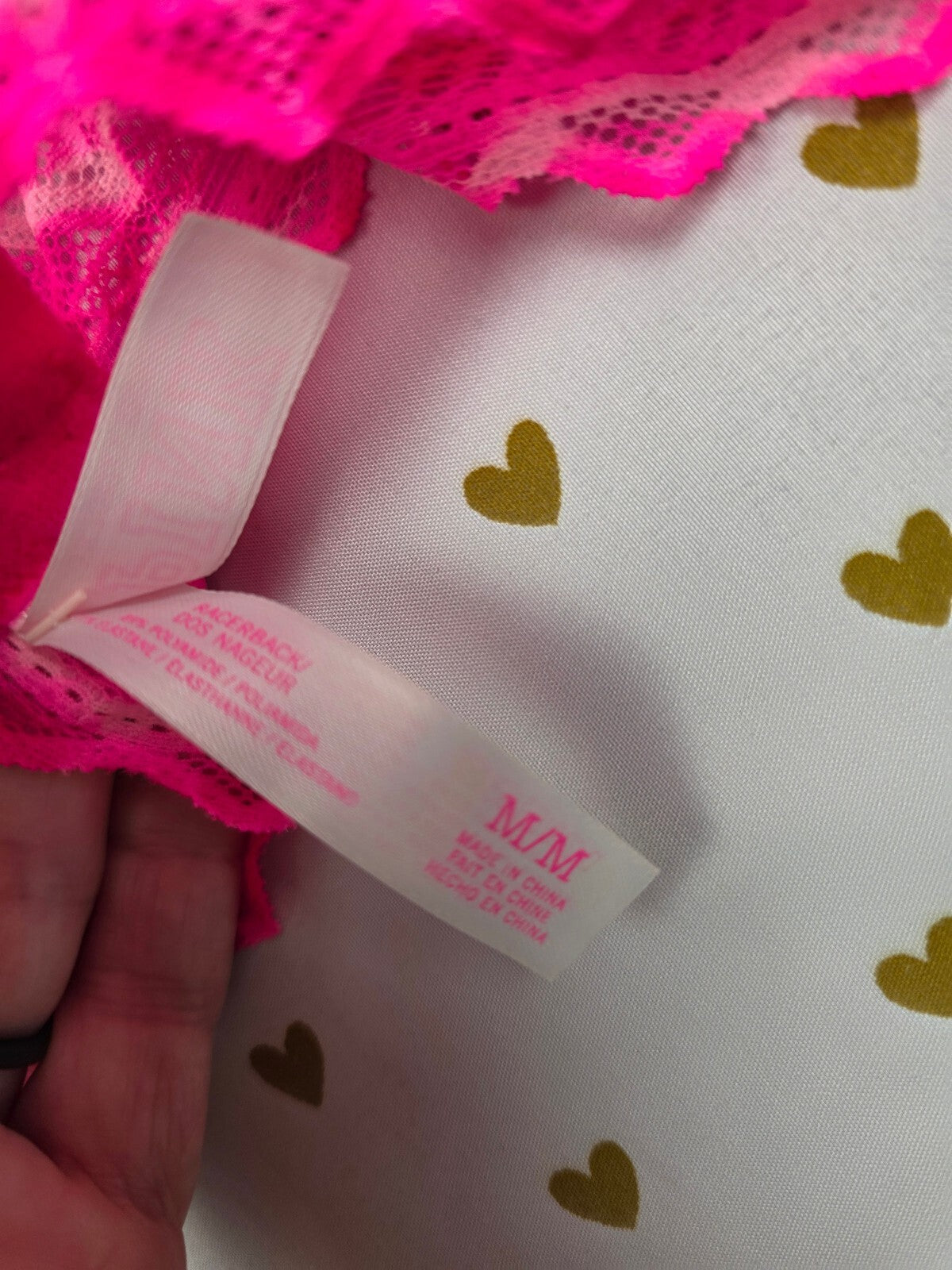 Victorias Secret Pink Neon Lace Stretch Medium  Bralette Bra Top Tank