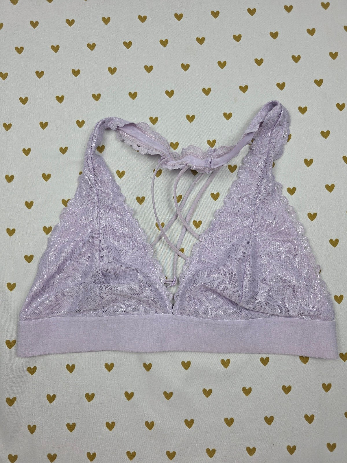 Victorias Secret Pink  Purple Strappy Lace MEDIUM Bralette Bra Top Tank