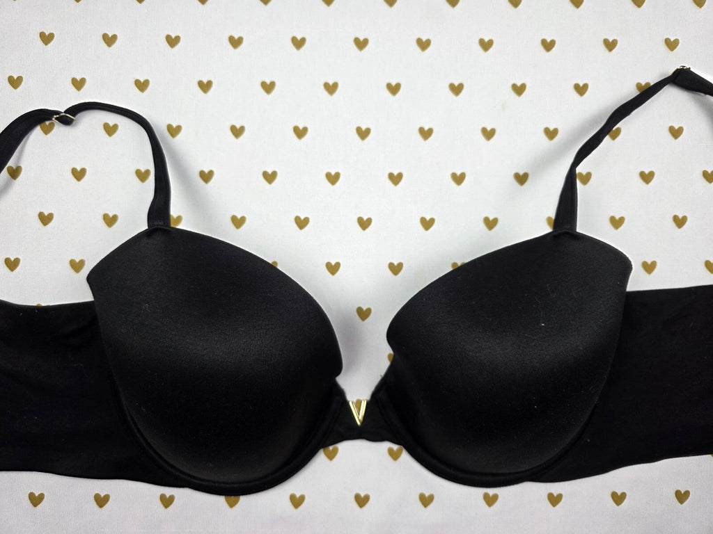 Victorias Secret Black lined demi balconette bra 34DD