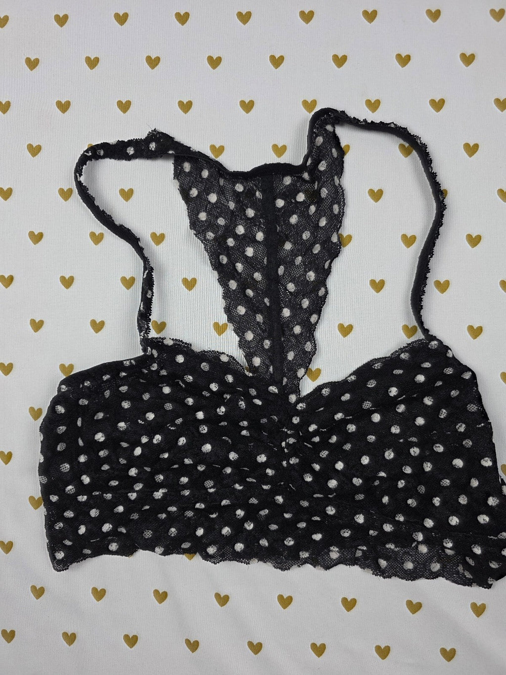 Victorias Secret Pink Racerback polka dot Medium Bralette Bra Top Tank