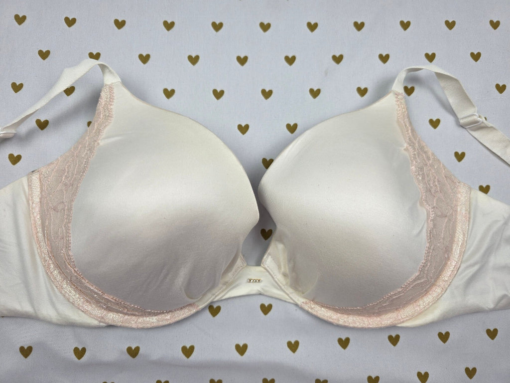 Victorias Secret FABULOUS Plunge Bra 36DD White Satin