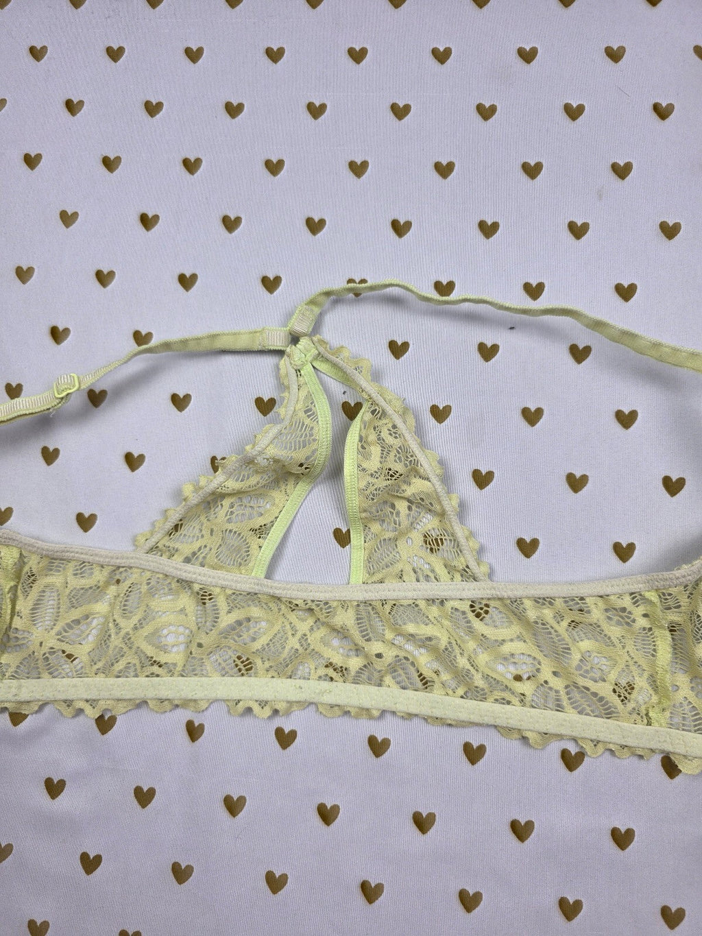 Victorias Secret PINK Yellow Front Close Racerback Lace Bra 34C