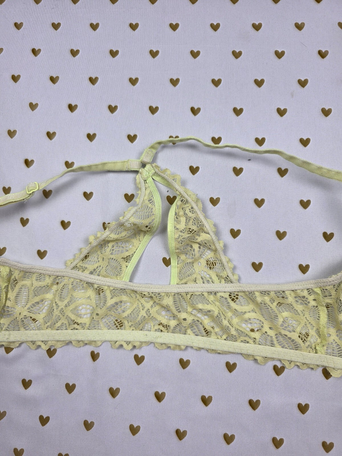 Victorias Secret PINK Yellow Front Close Racerback Lace Bra 34C