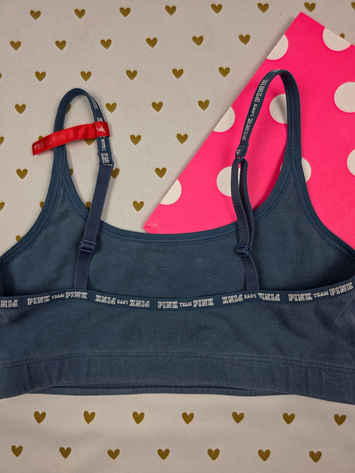 Victorias Secret Pink Vintage UNIVERSITY Tank Top cami SMALL TEAM Sports Bra