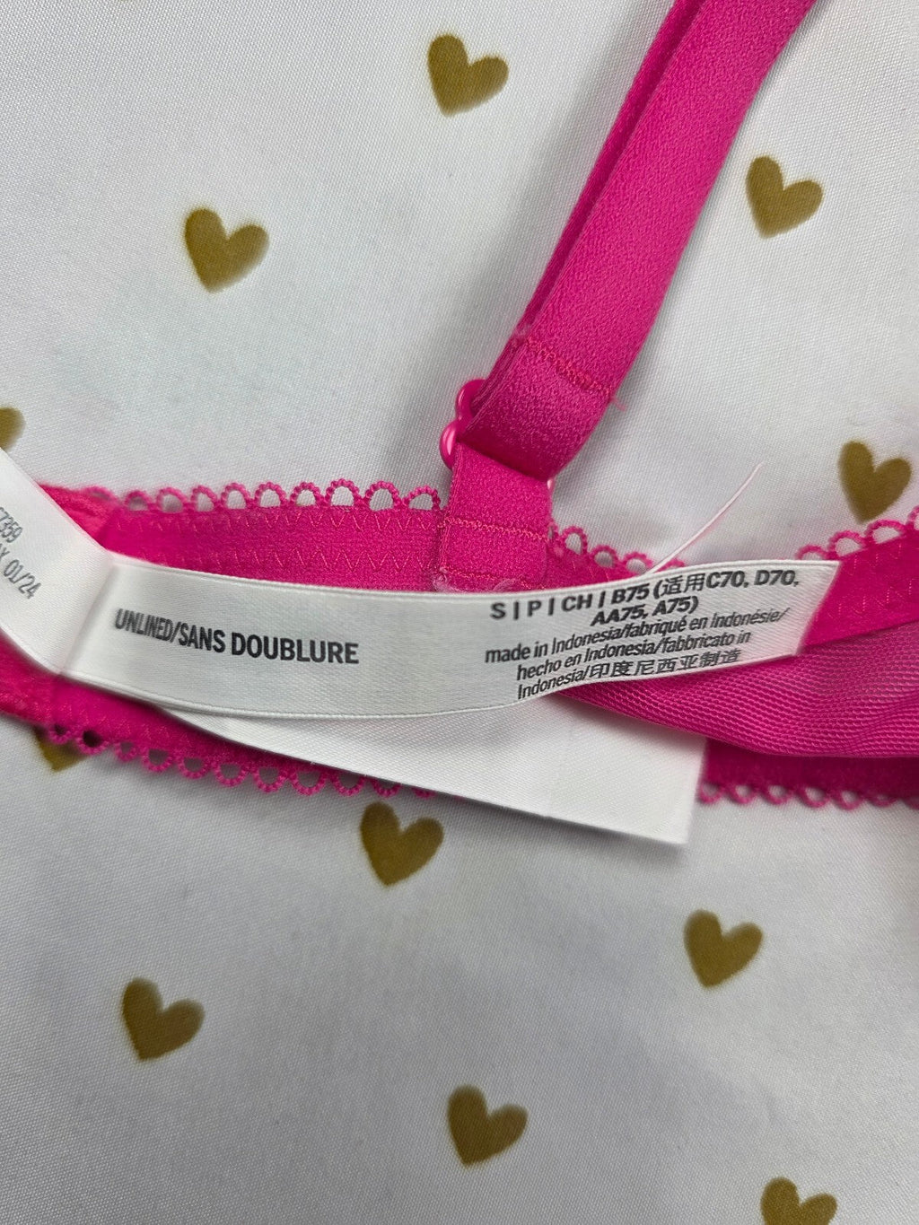 Victorias Secret Pink Sheer hearts underwire SMALL  Bralette Bra Top Tank