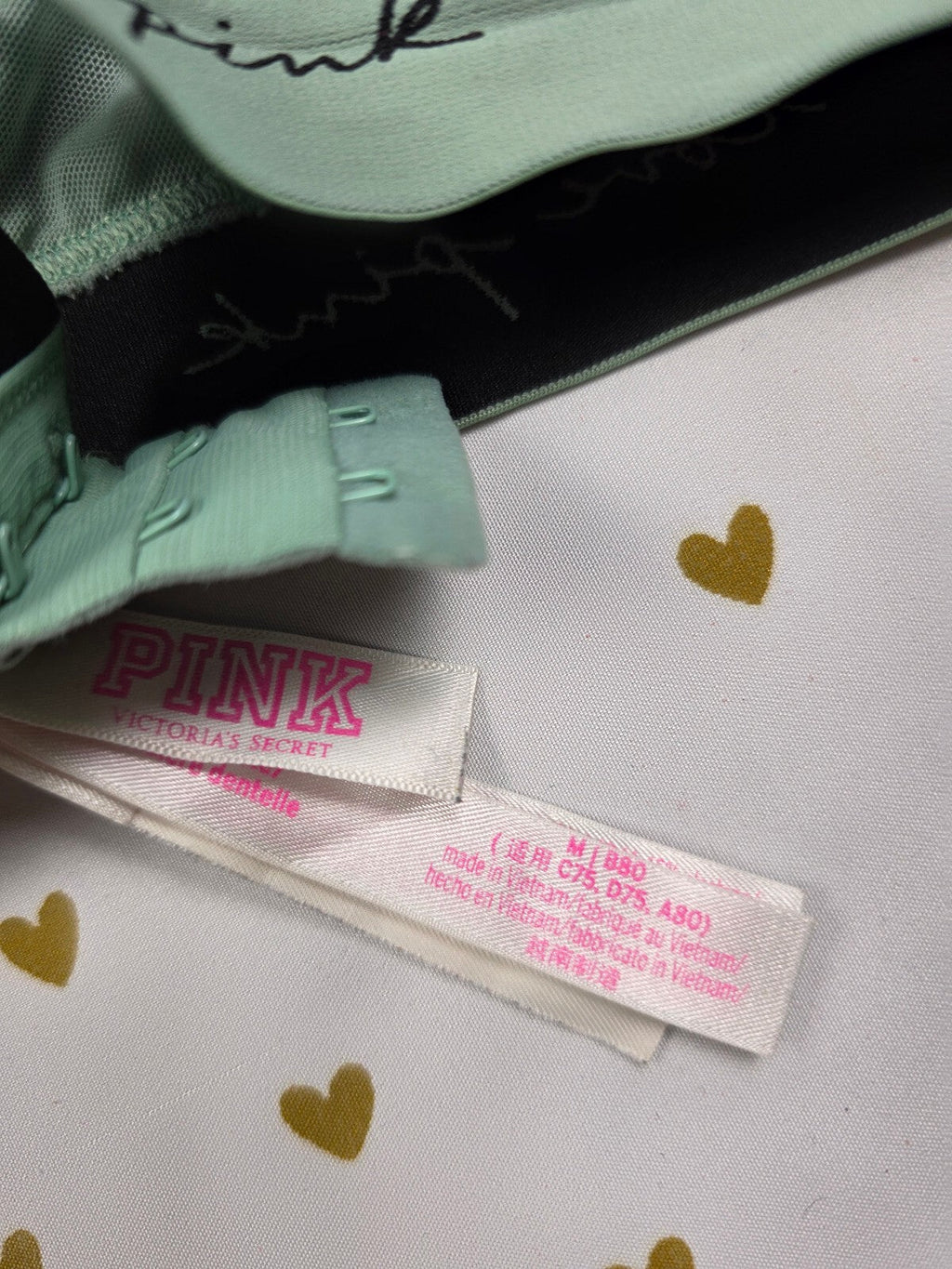 Victorias Secret Pink Green Lace Strappy Caged MEDIUM Bralette Bra Top Tank