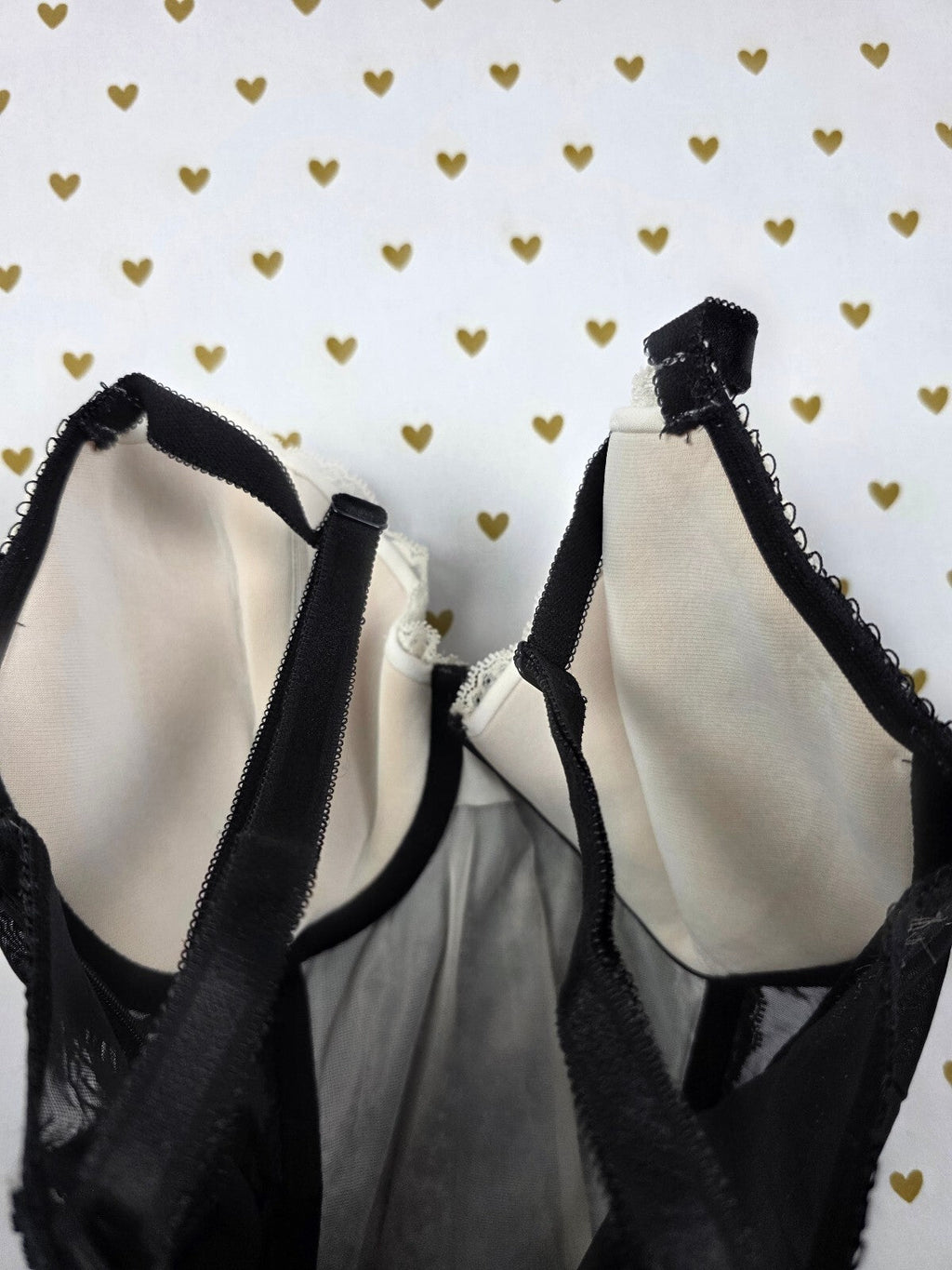 Victoria's Secret Lace Bustier Corset Black Ivory Sheer Mesh Lingerie 36D