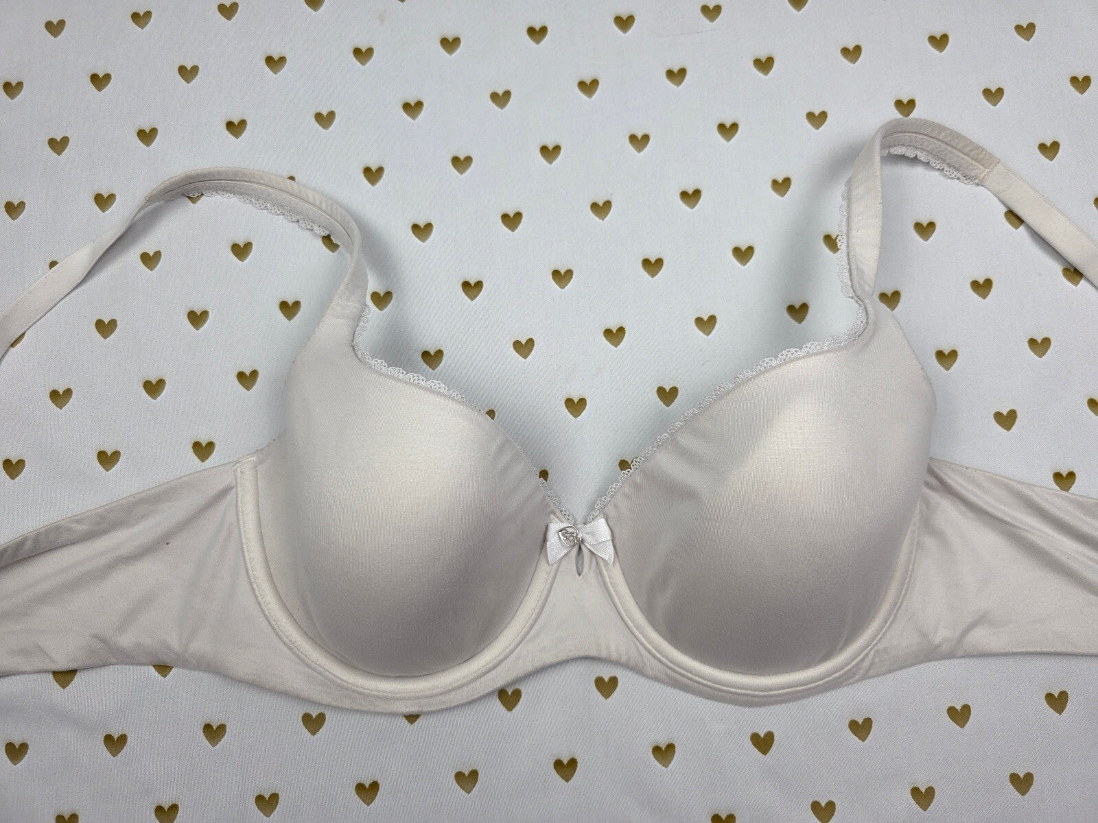Victorias Secret White Lined Demi Balconette Bra 34D