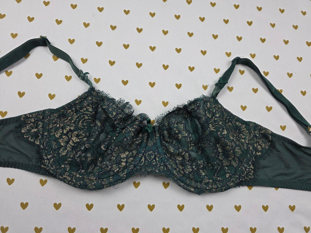 Victorias Secret Green Shimmer Dream Angels Push Up without padding Bra 34DD