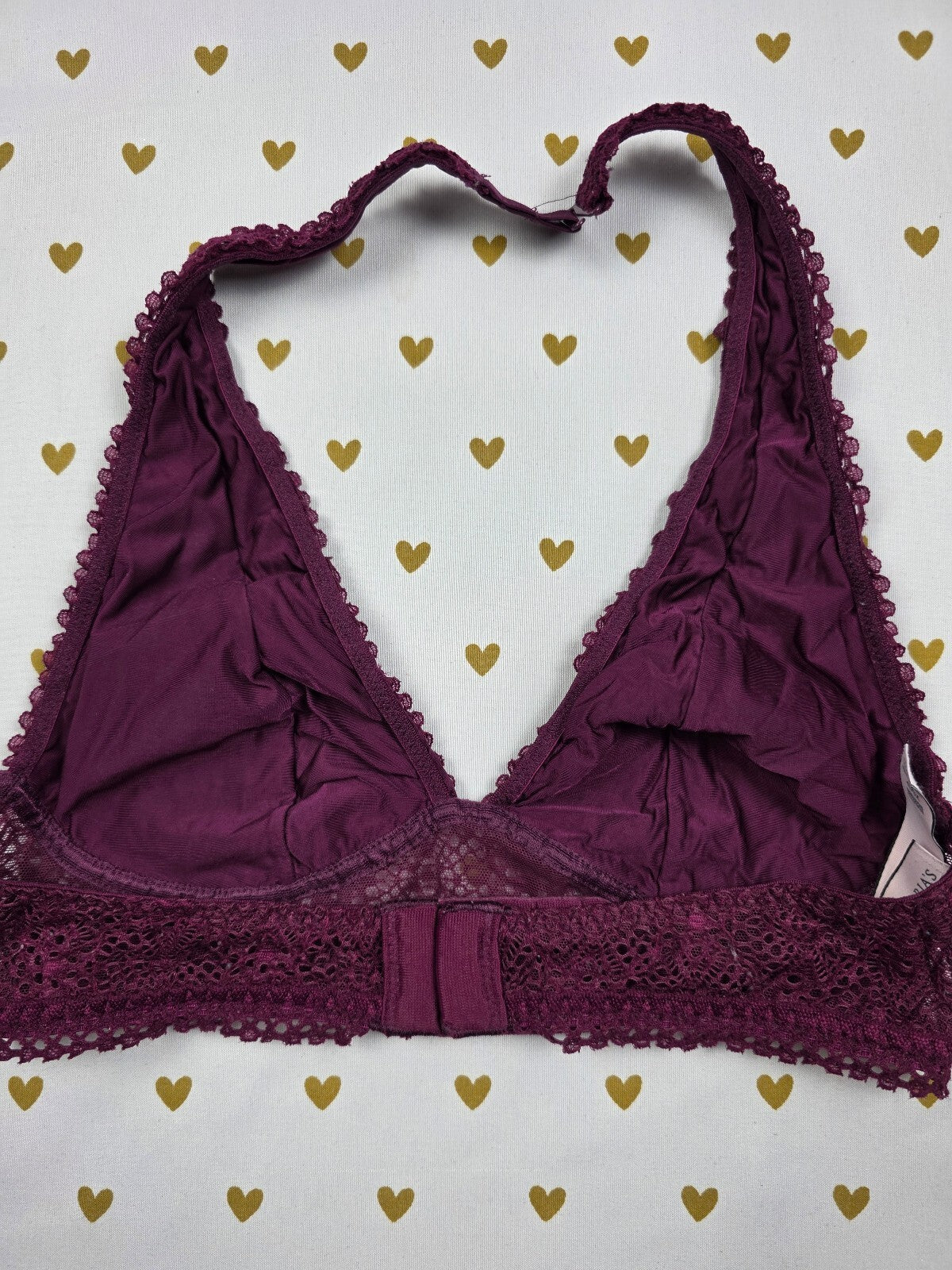 Victorias Secret Maroon Lace halter XS Bralette Bra Top Tank