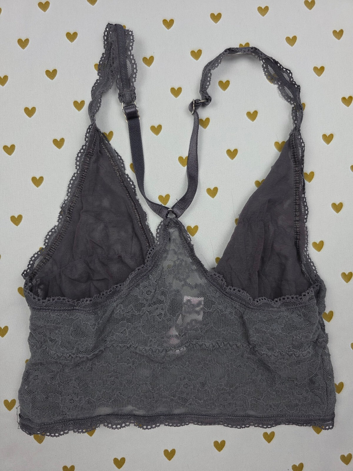 Victorias Secret Grey Stretchy Lace Racerback XS Bralette Bra Top Tank