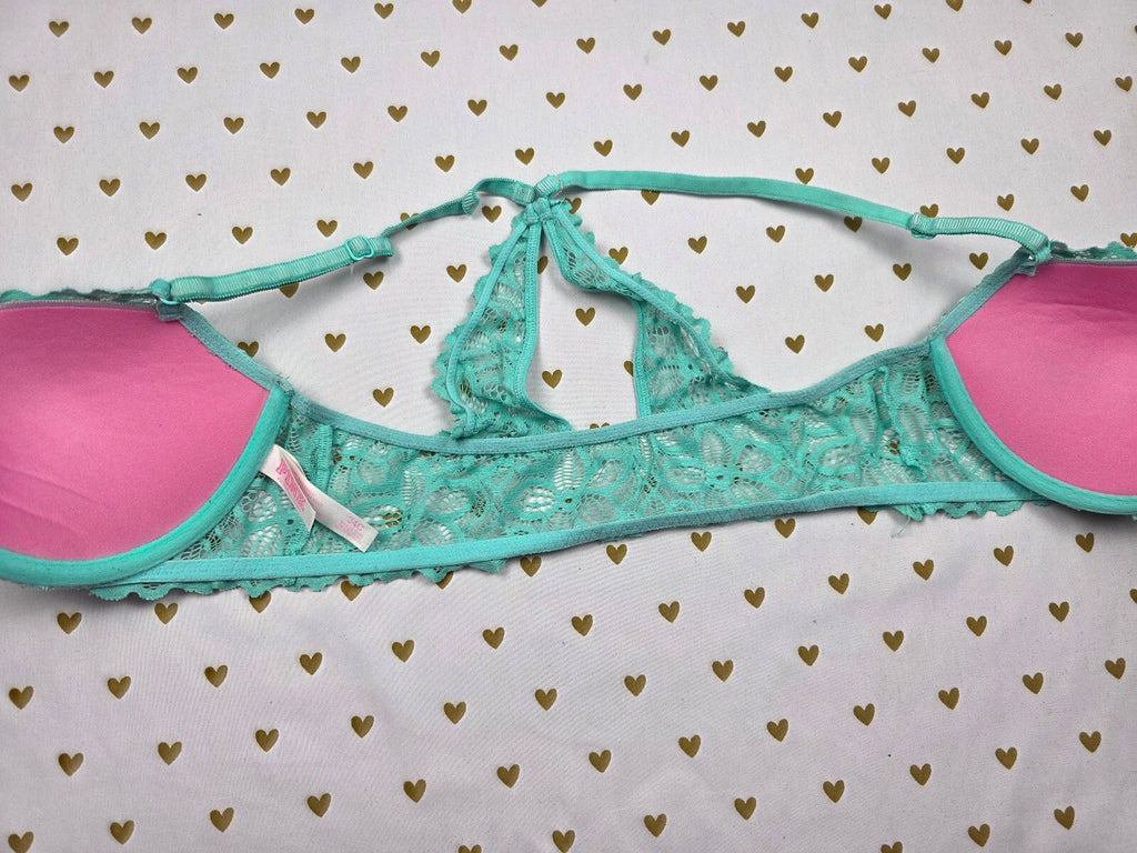 Victorias Secret Pink Mint Front Close Racerback Bra 34C