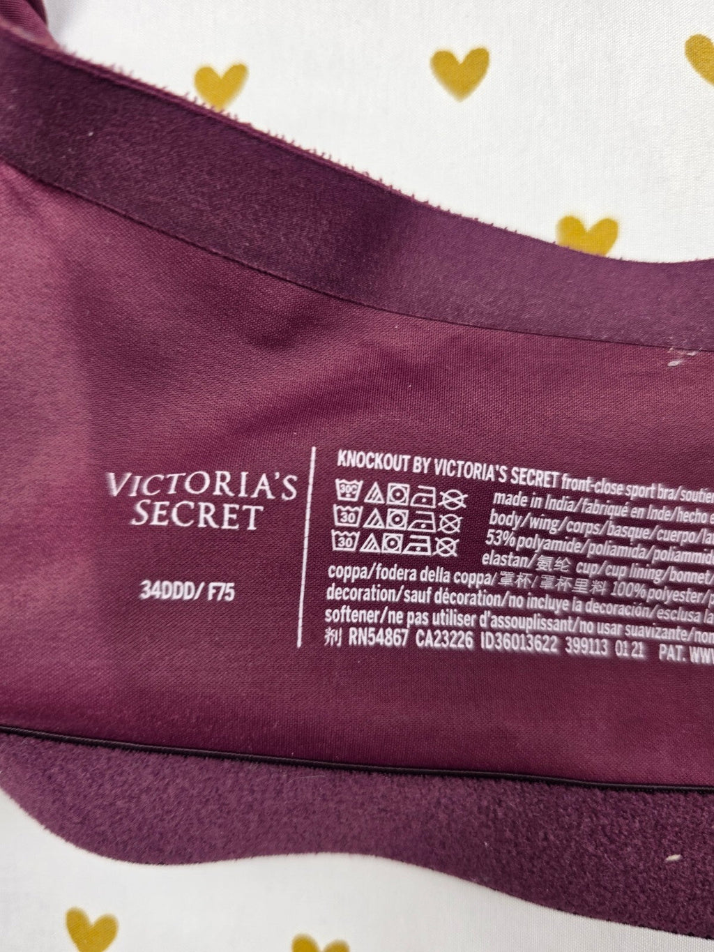 Victorias Secret Maroon KNOCKOUT Sports Bra Exercise Support Tank Top 34DDD