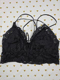 Victorias Secret Pink Black Lacey Strappy Large Bralette Bra Top Tank