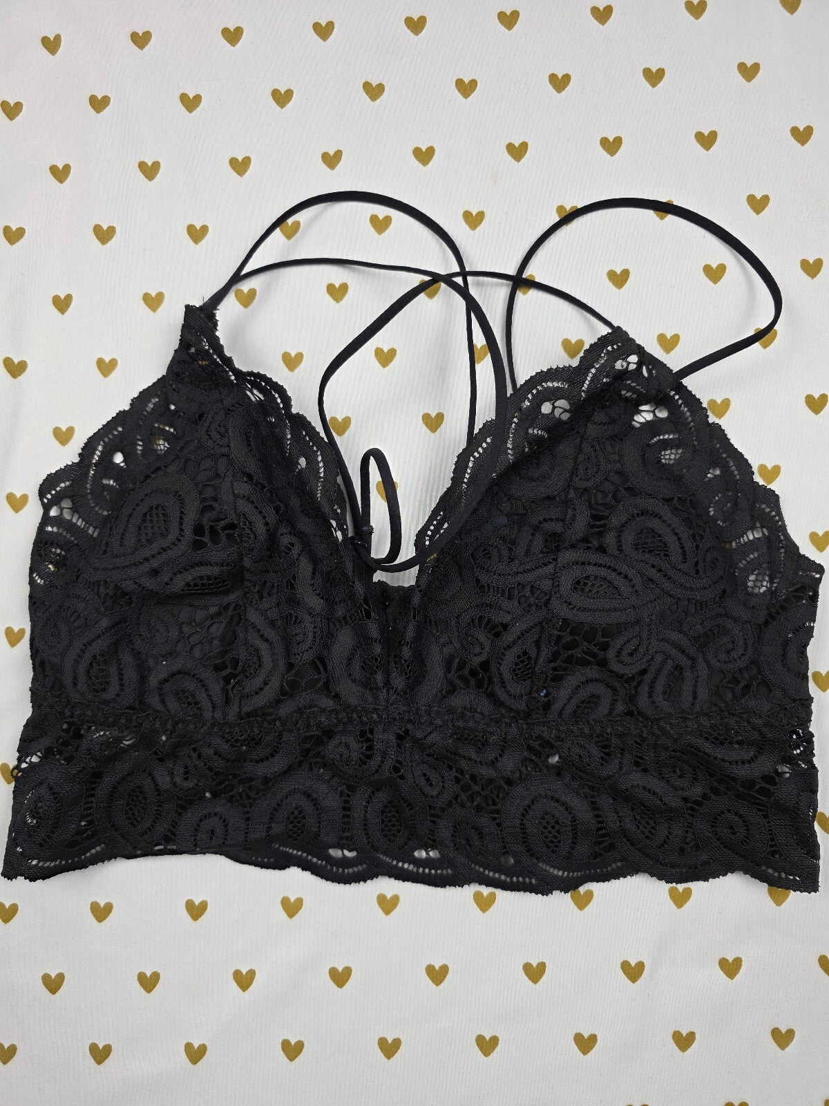 Victorias Secret Pink Black Lacey Strappy Large Bralette Bra Top Tank